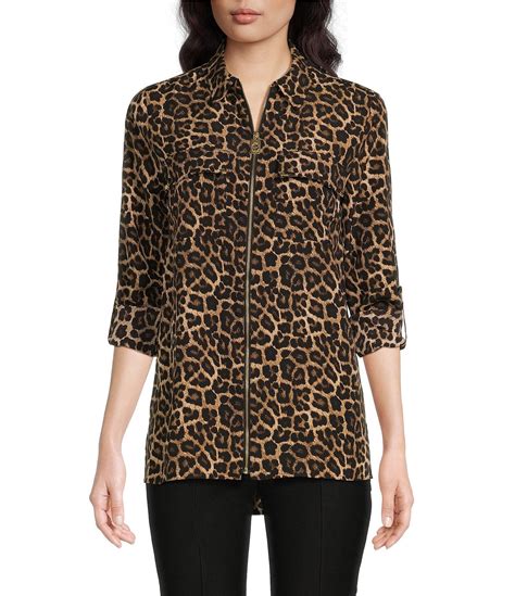 michael kors leopard long sleeve armpit|Leopard Silk Crepe De Chine Slit.